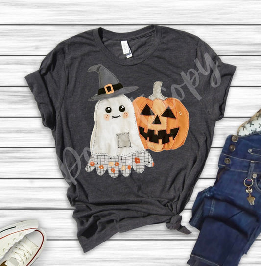 Faux stitch ghost & jack-o’-lantern