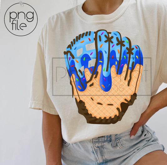 Baseball Glove Drip Blue