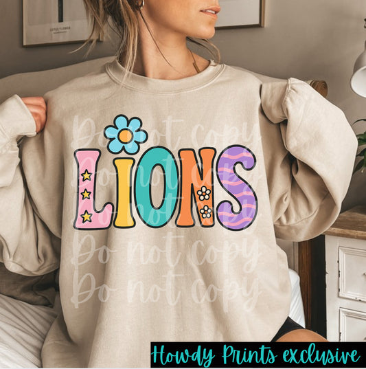 Preppy lions colorful PRINT ONLY