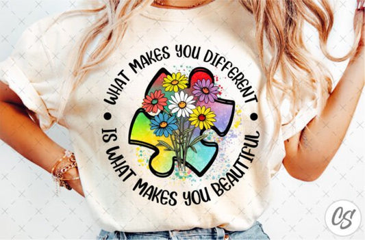 What makes you different is what makes you beautiful Autism puzzle
