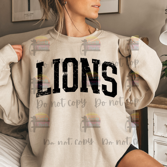 Lions black distressed